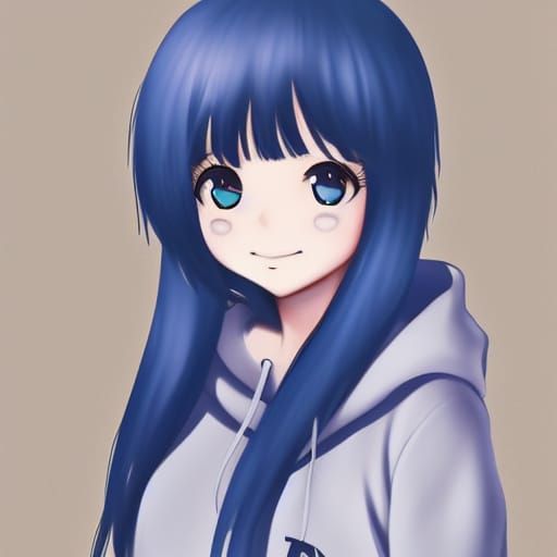 Cute Anime Girl Portrait in Semi-Realistic Style