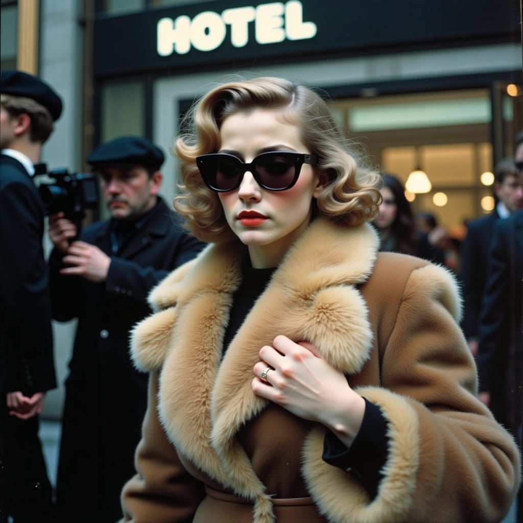 Hollywood Starlet in Noir Style Avoiding Paparazzi