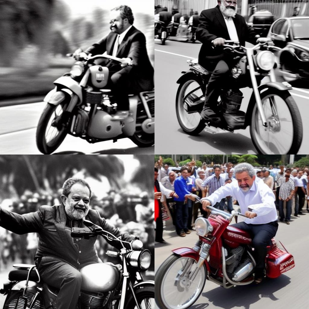 Lula da Silva Motorcycle Wheelie: Hyperdetailed Digital Art