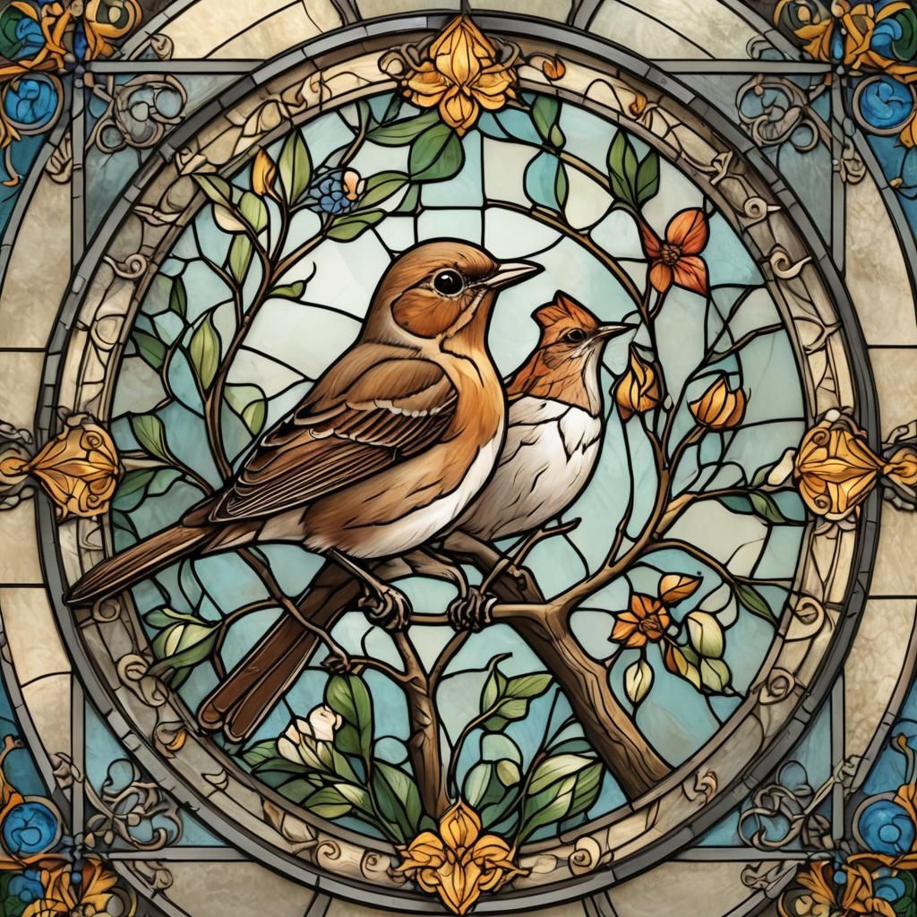 Stained Glass Nightingale in 3D