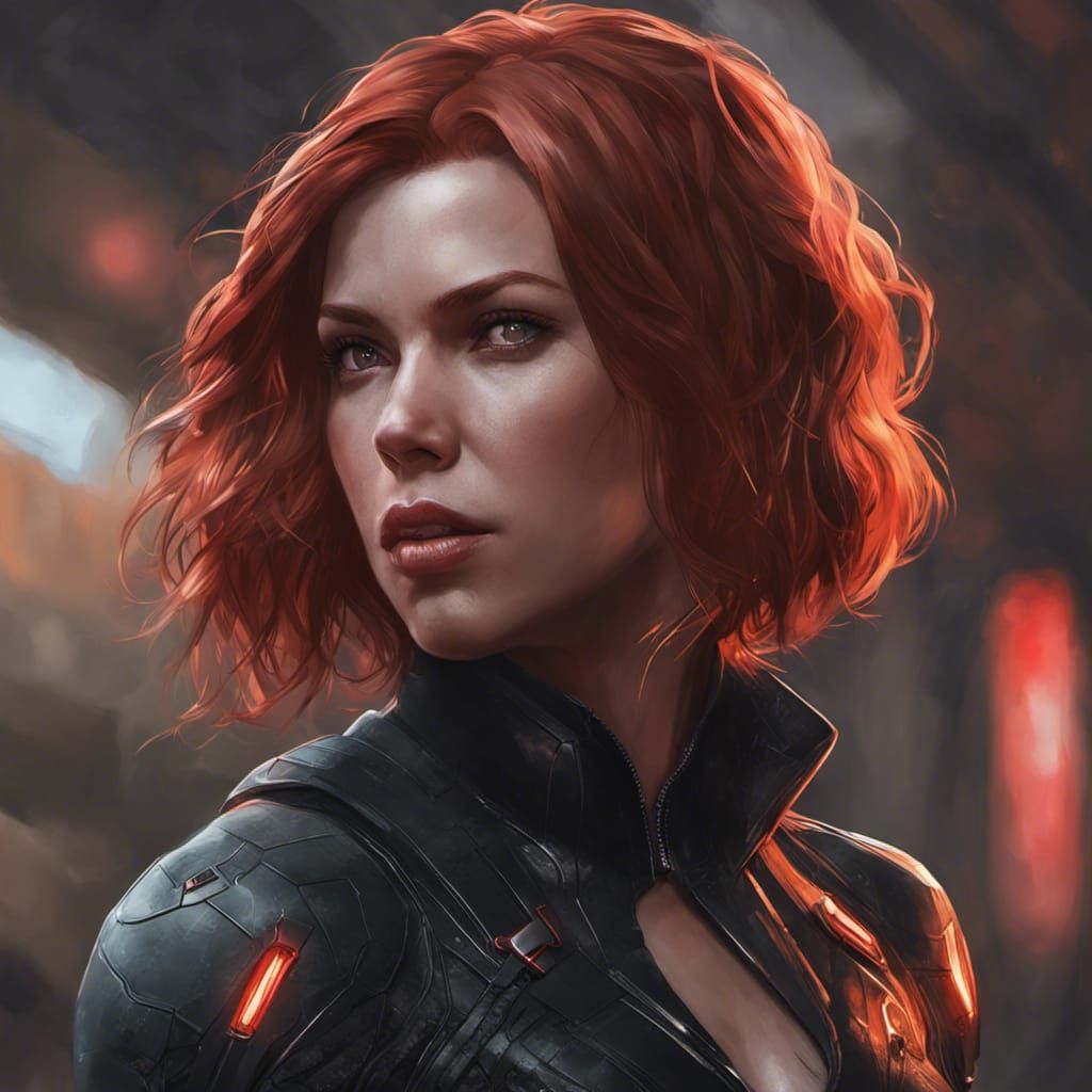 Black Widow Portrait in Hyperdetailed Style