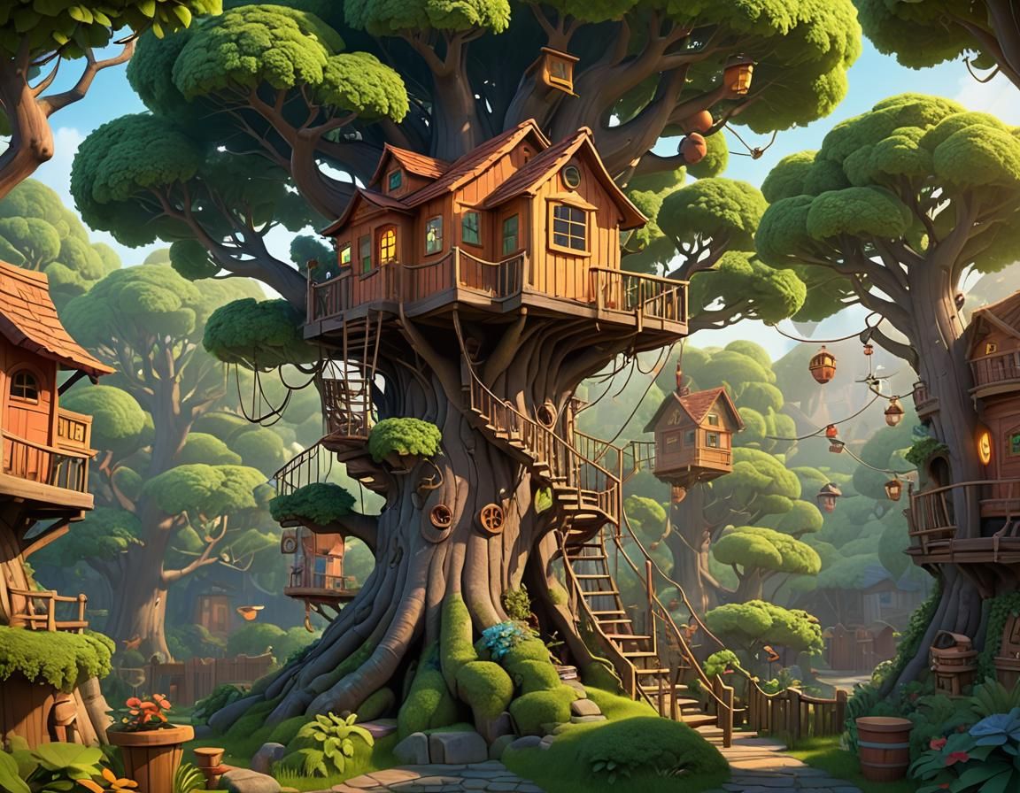 Kids Next Door Treehouse in Pixar Style