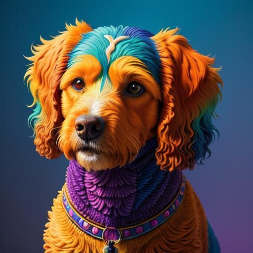 Abstract Cockapoo Art in Cubist Style