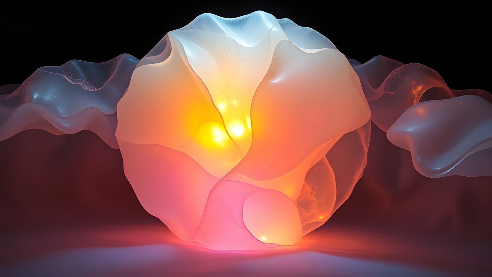 Luminescent Aerogel Sculpture in Abstract Expressionist Styl...