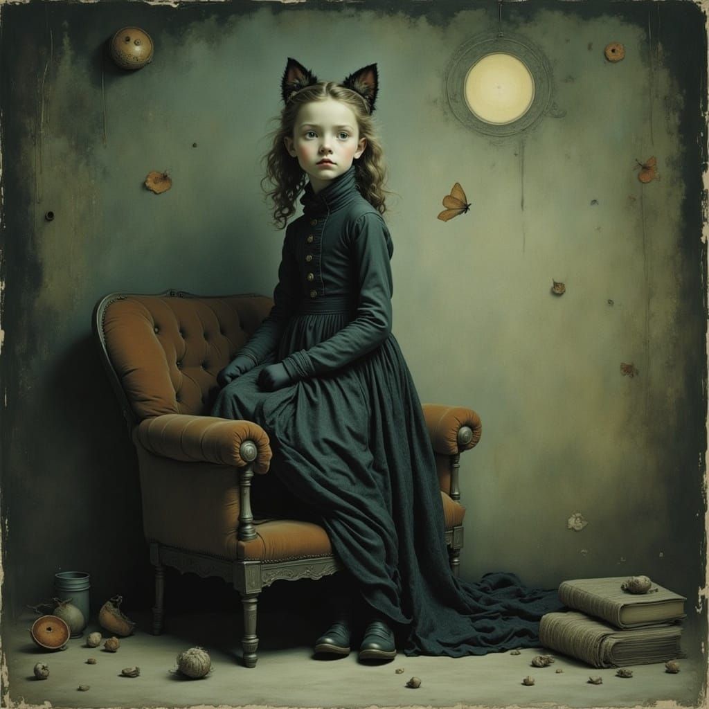 Whimsical Cat Portrait in Dreamlike Style