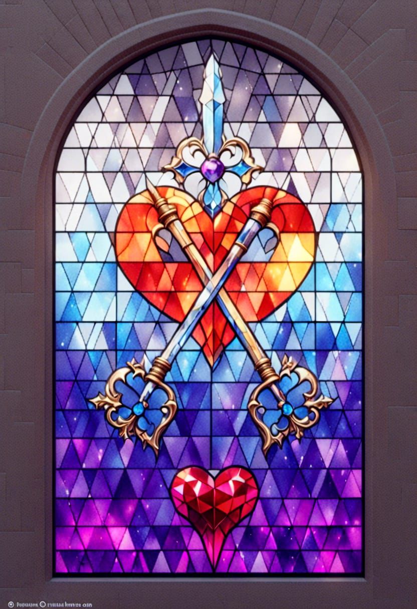 Kingdom Hearts Keyblade in Stained Glass Style