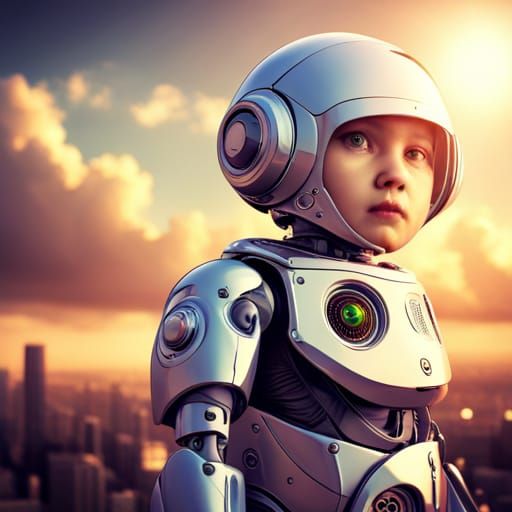 Cute Little Cyborg Robot in HDR