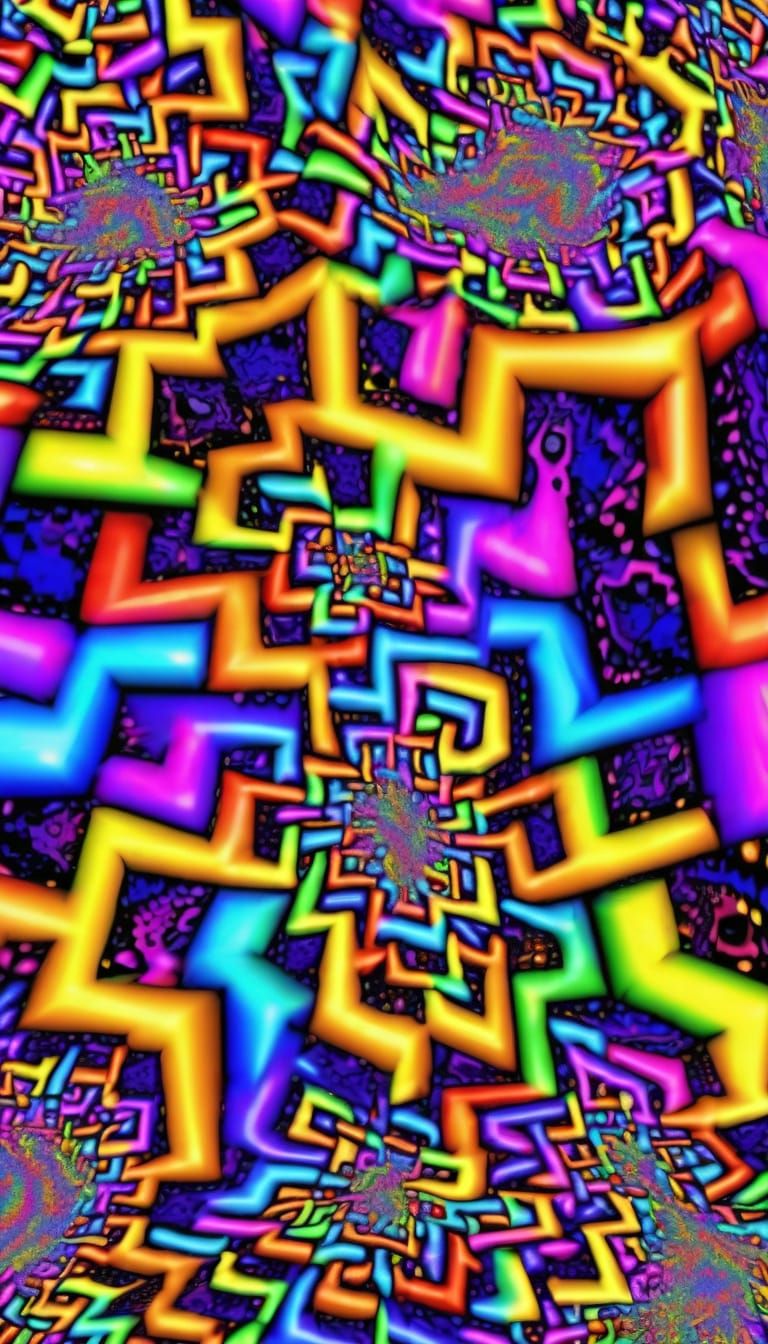 Psychedelic Rainbow Cells in 3D Photo Quality