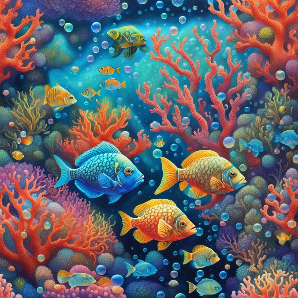 Colorful Coral Reef with Luminous Details
