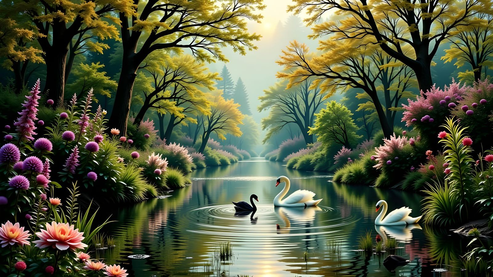 Double Exposure Swan Upping in Red Tones