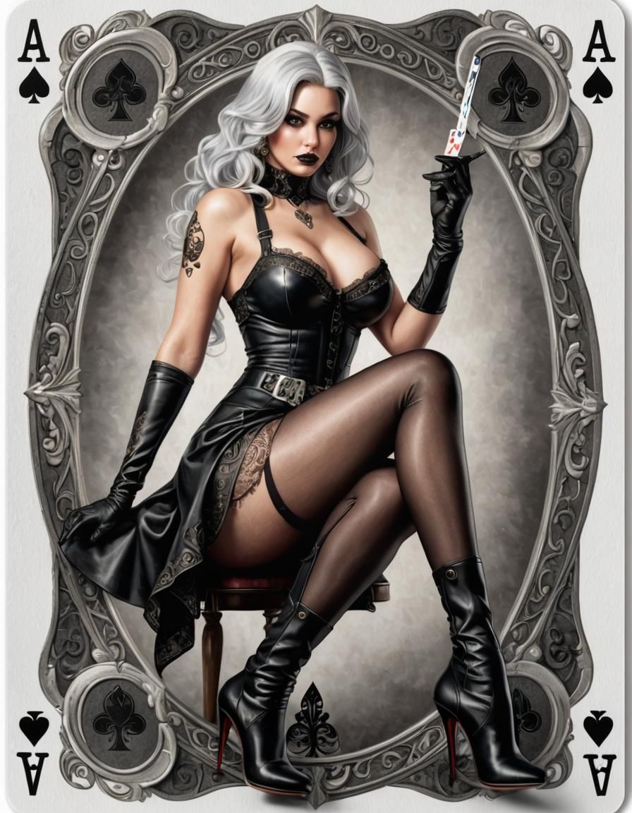 Ace of Spades Pinup Girl in Hyperrealistic Style
