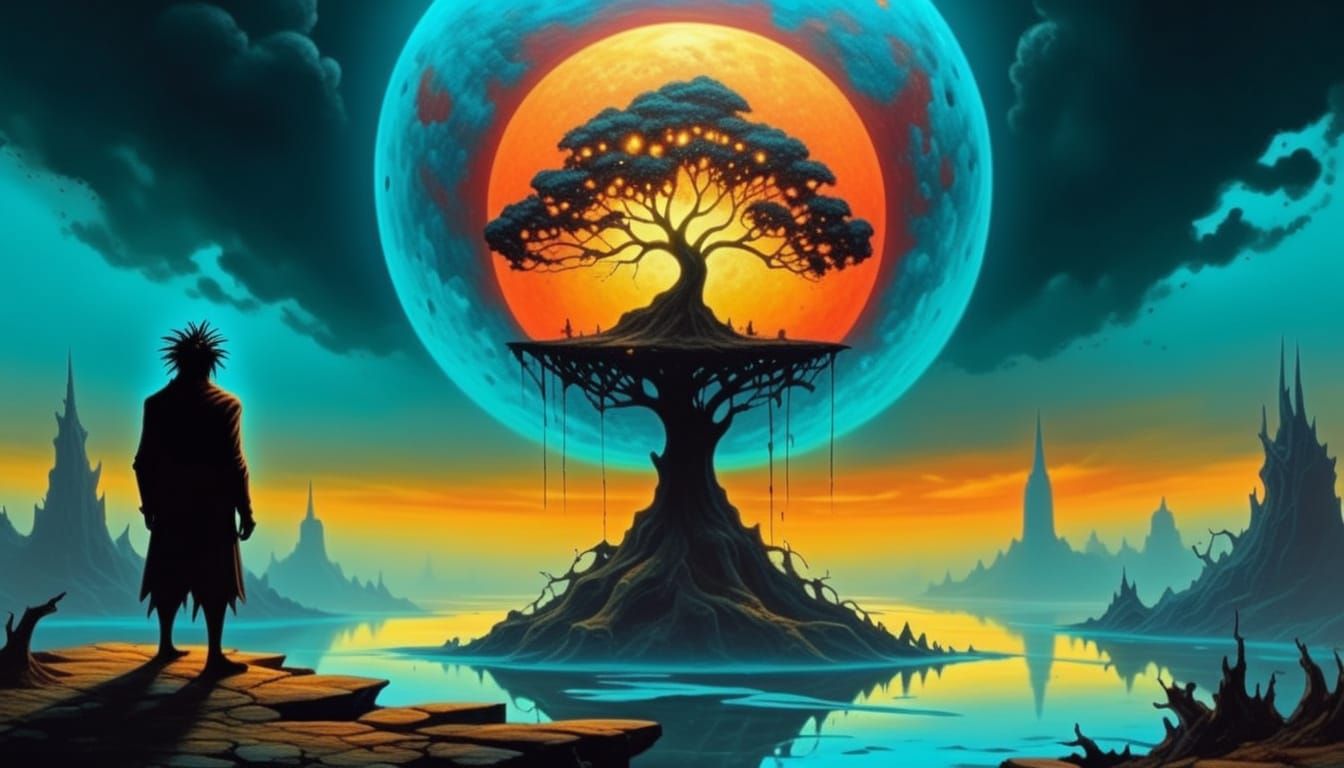 Magical Tree in Crystal Sphere: Oil Painting