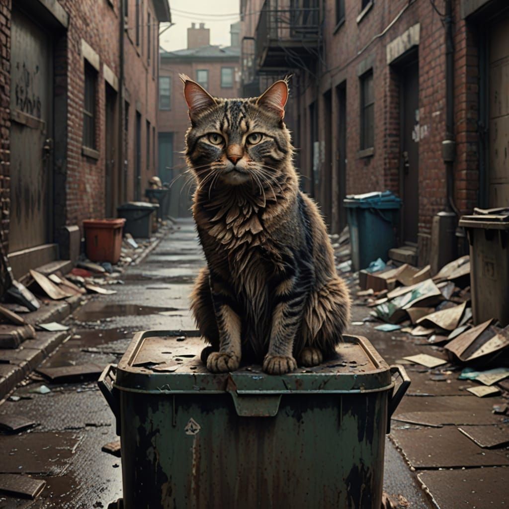 Gritty Alley Cat Digital Matte Painting