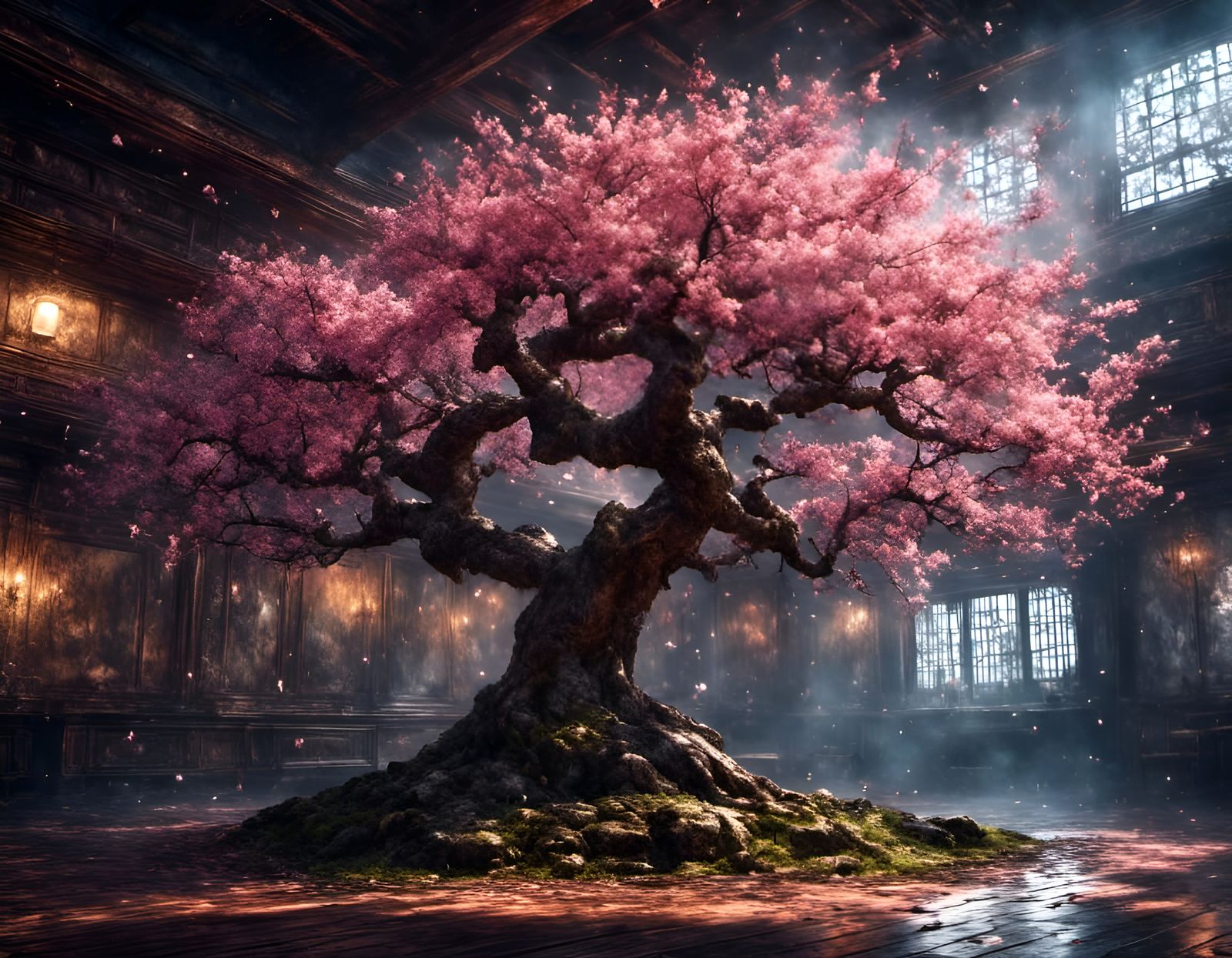 Cherry Blossom Tree in Dark Dojo