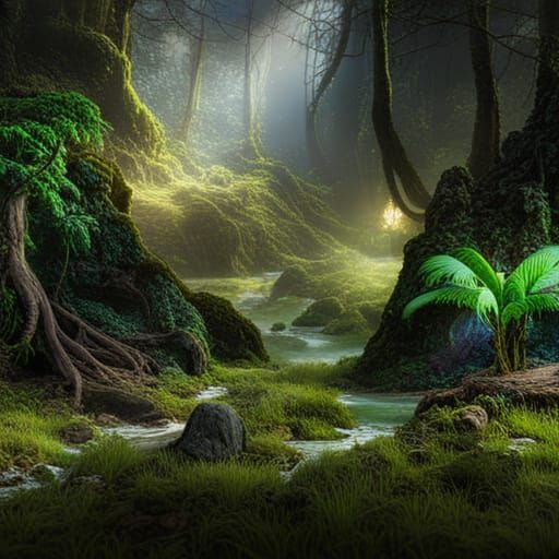 Fantasy Forest of Money in Detailed Matte Painting