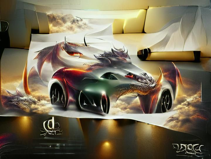 Futuristic Dragon Sports Car Concept Art