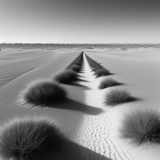 Vintage Black and White Desert Wadi Photo