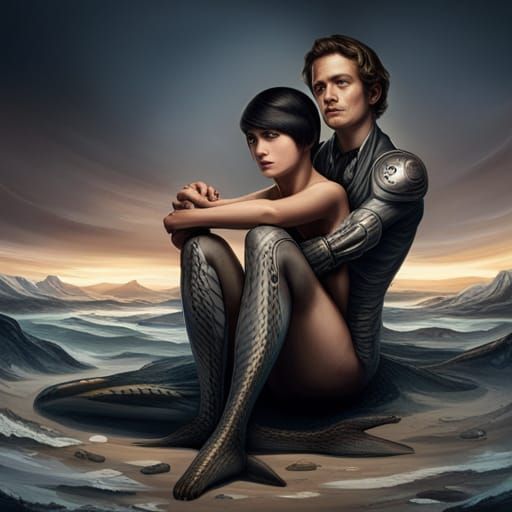 Alien Mermaid's Embrace: A Xenomorphic Love Story