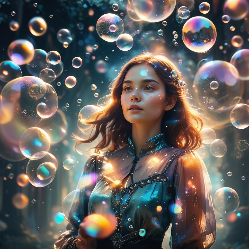 Ethereal Woman with Glowing Aura in Dreamscape