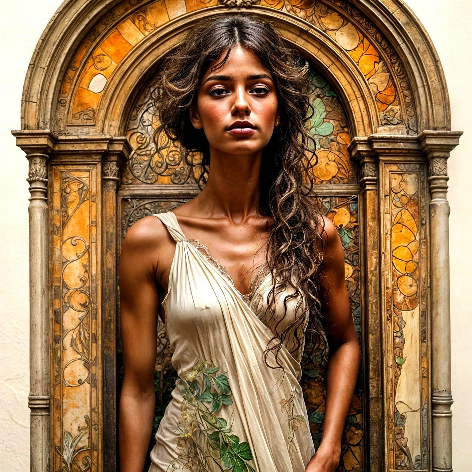 Beautiful Woman Profile Portrait in Neurographic Style