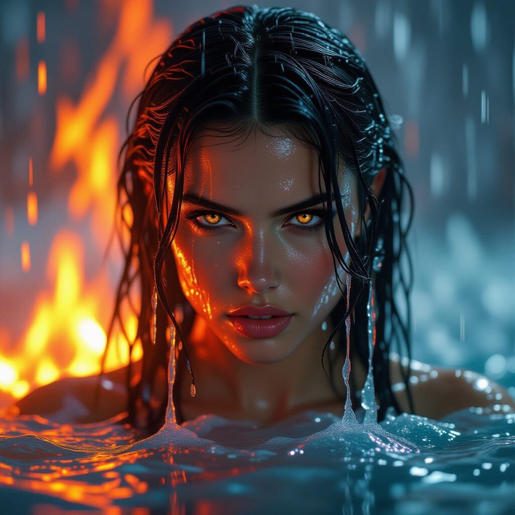 Elemental Woman Portrait in Hyper-Realistic Style