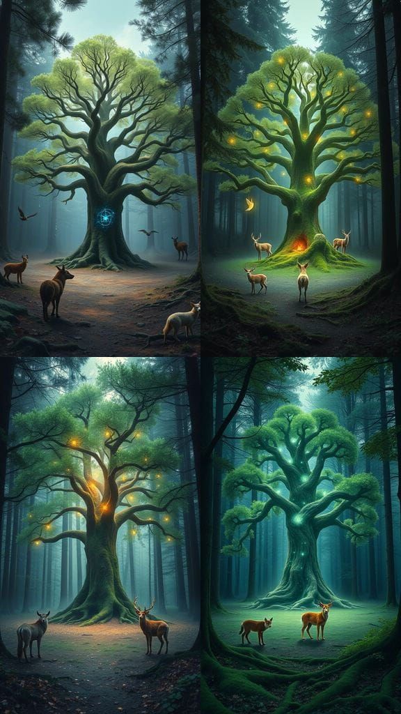 Whimsical Forest Sanctuary in Ethereal Hues