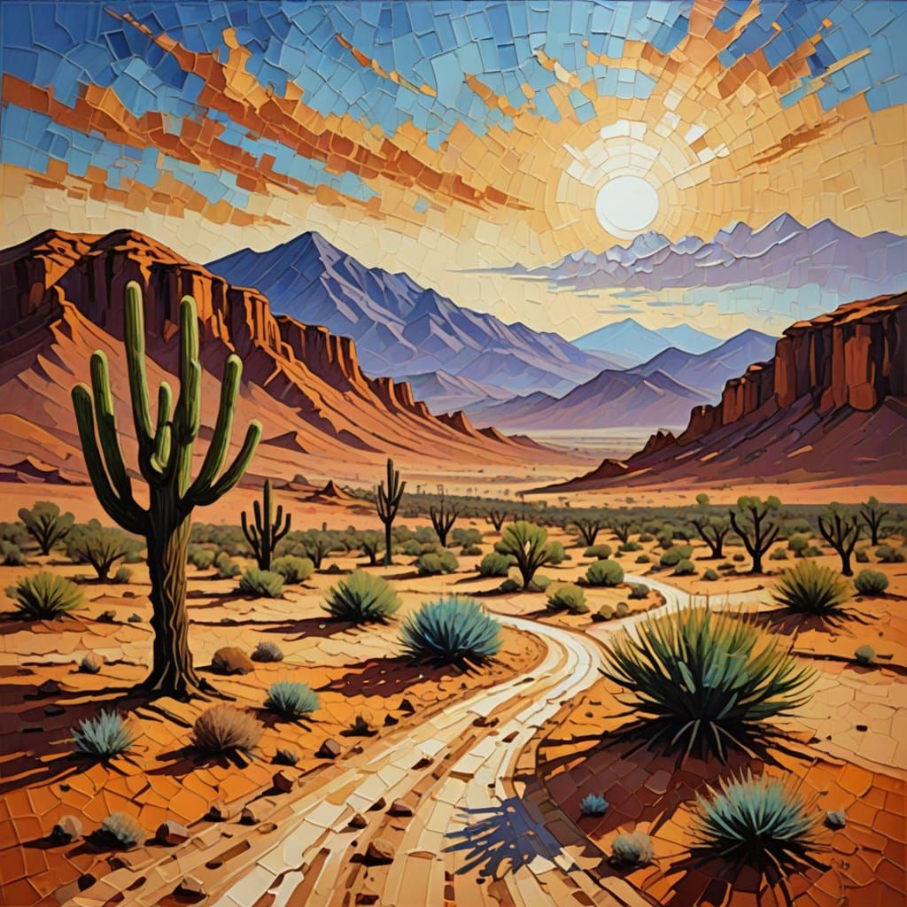 Desert scene in shades of umber