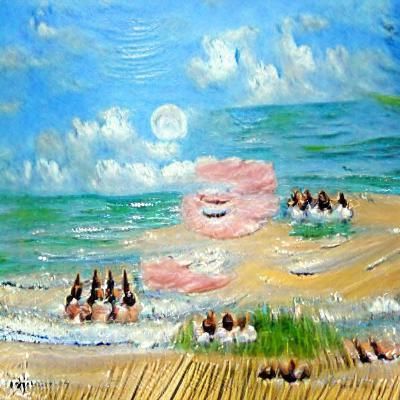 Optimistic Seashore Oil Painting in Impressionist Style