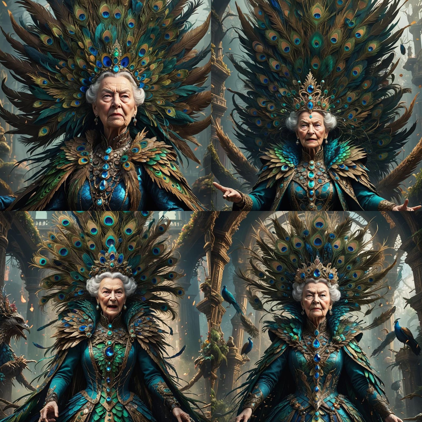 Queen with Peacock Feathers: Fantasy Concept Art