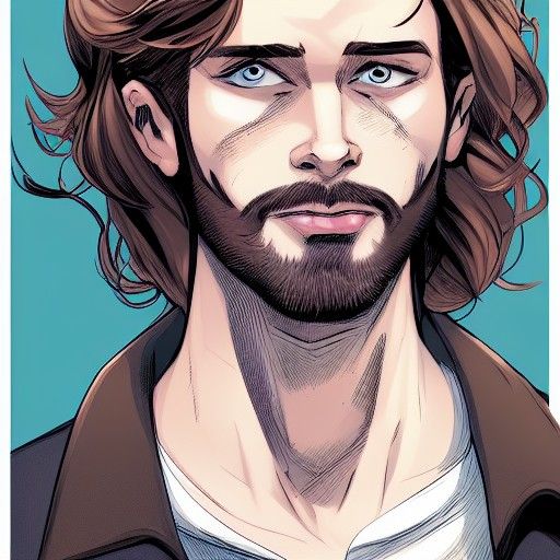 Handsome Man Portrait in Comic Book Style