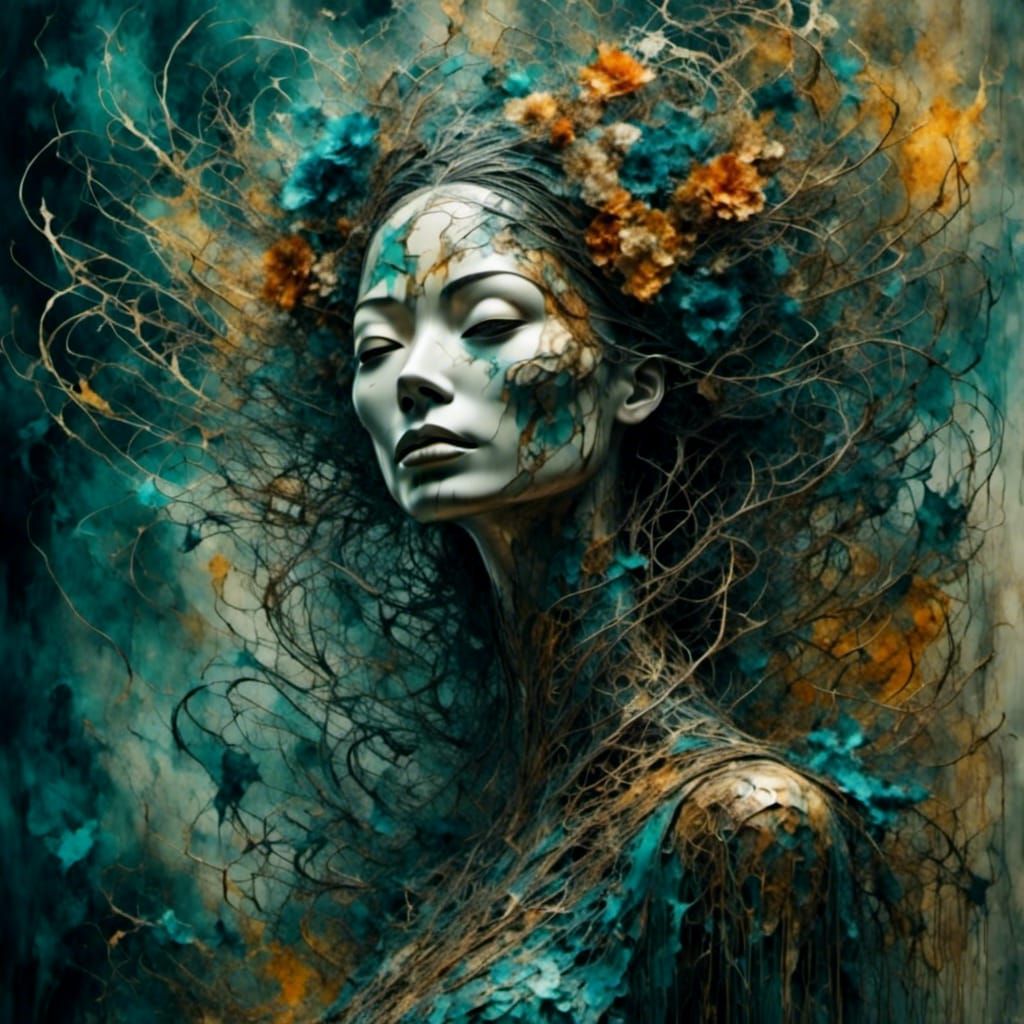 Surreal Portrait with Swirling Light and Color