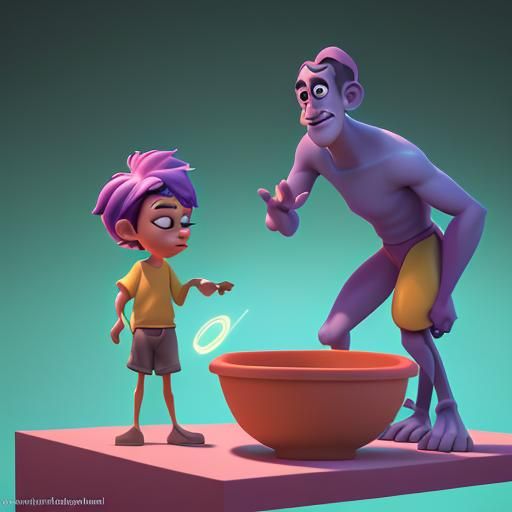Pixar Character in Sink: 3D Digital Art