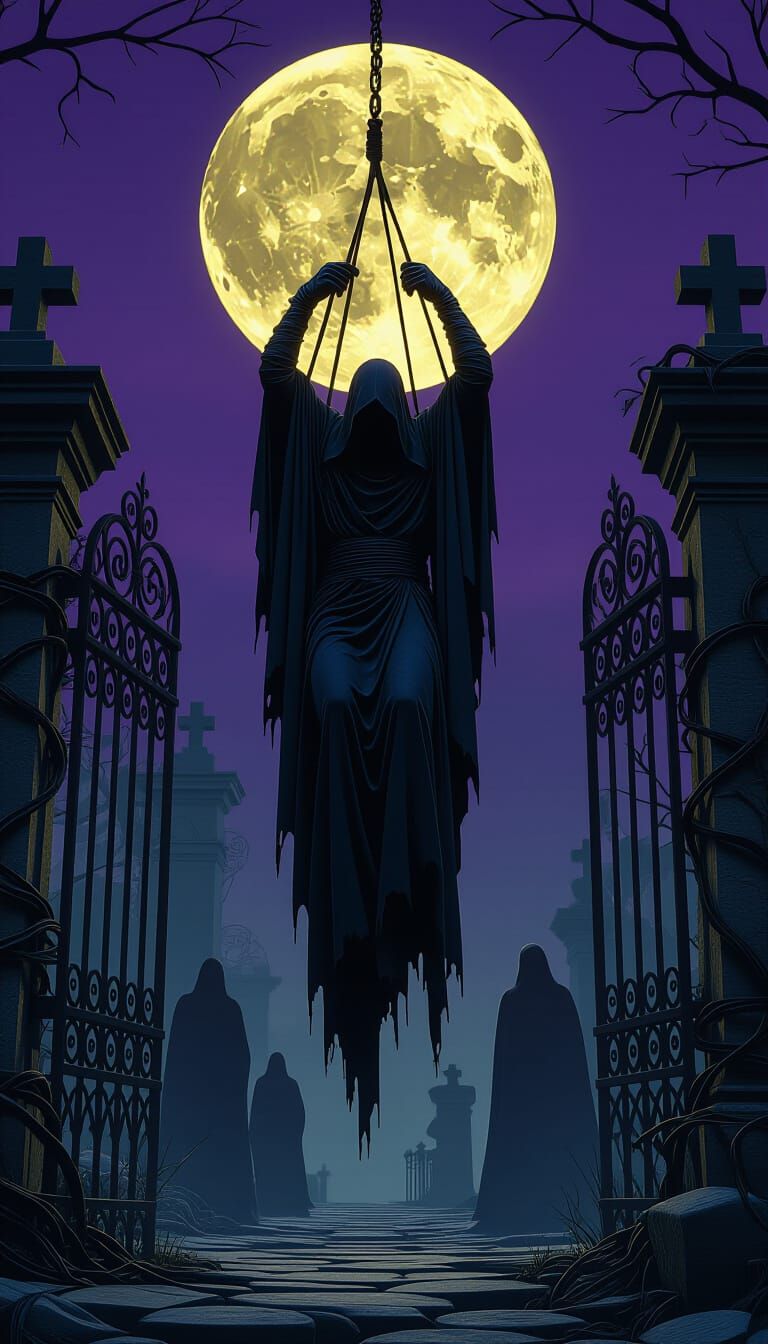 Gothic Hanged Man Tarot Card in Dark Fantasy Style