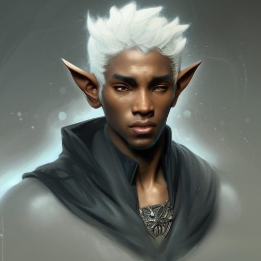 Detailed Portrait of a Black Elf in Digital Art