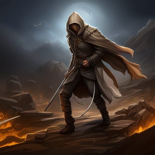 Fantasy Thief Assassin with Horse and Falcon