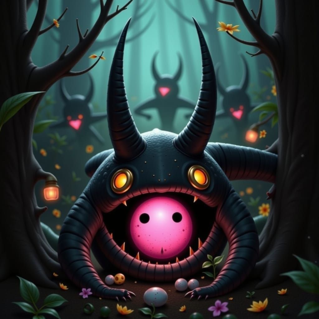 Mystical Forest with Fantastical Creatures in Whimsical Styl...