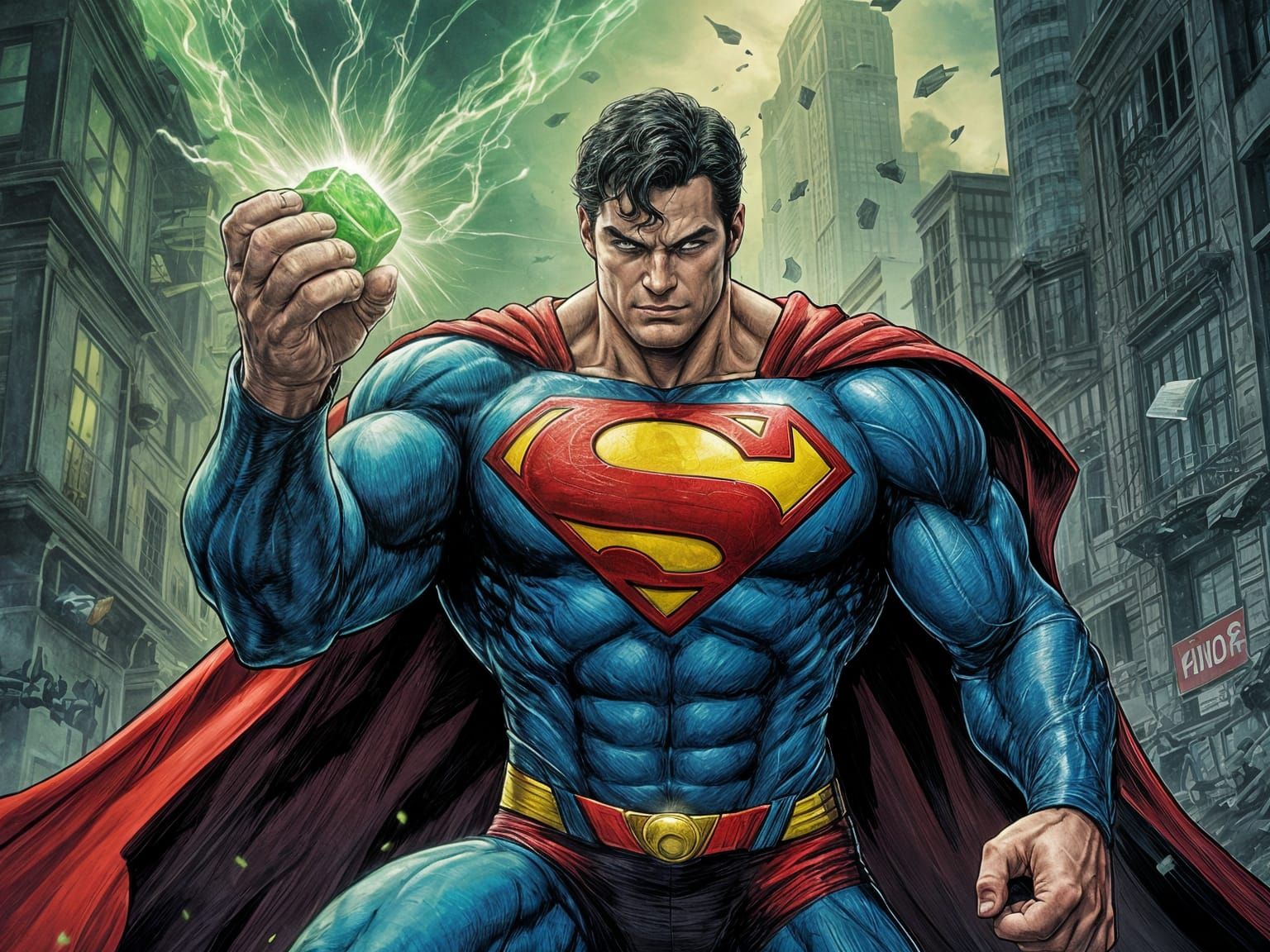 Superman Holding Kryptonite
