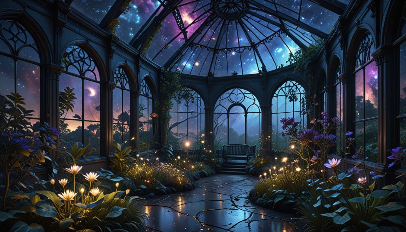 Gothic Botanical Garden with Constellation Plants