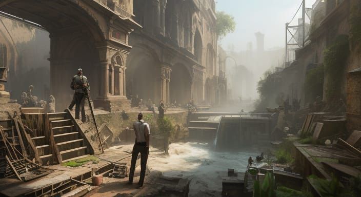 Vibrant Jungle Landscape in Exotic Color Palette