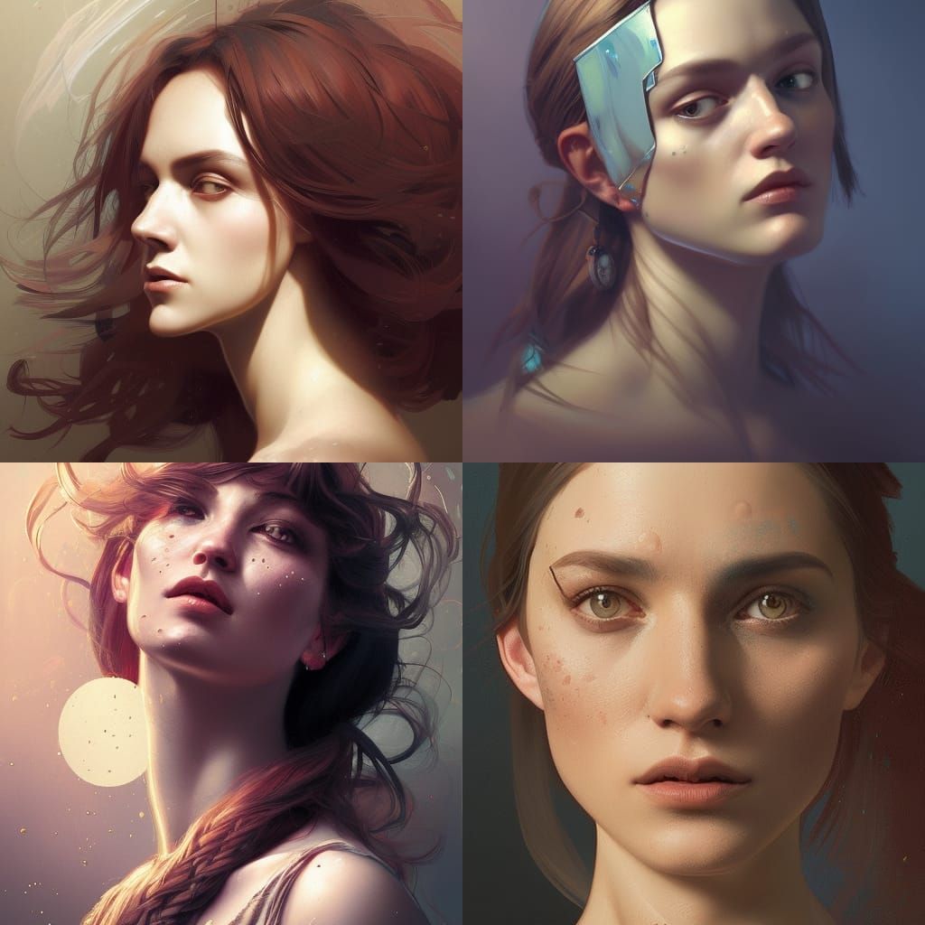 Renaissance Woman Portrait in Art Nouveau Style