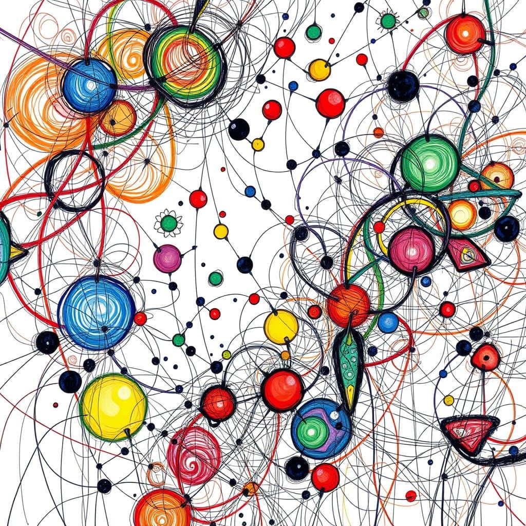 Abstract Syntactic Entities: Colorful Surrealist Drawing