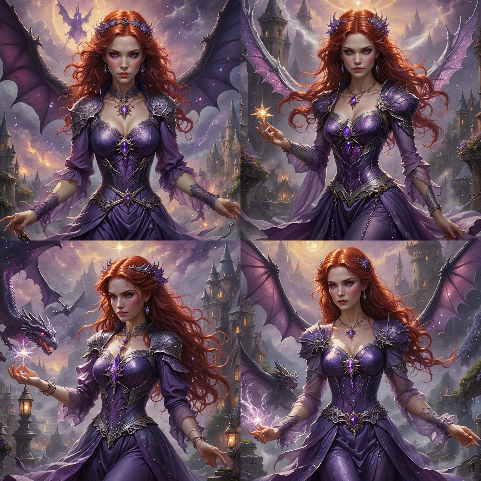 Dragonblood Woman with Red Hair in Ethereal Fantasy Style