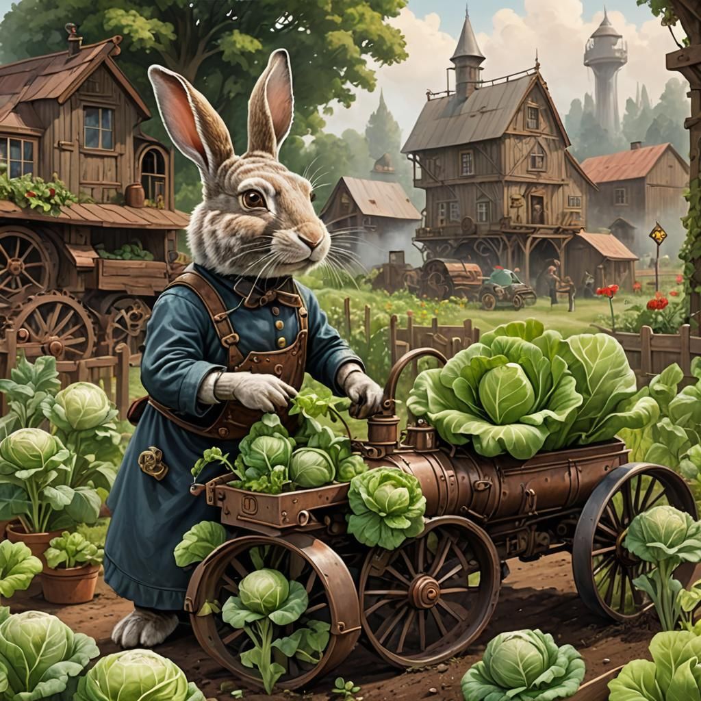 Steampunk Rabbit's Garden Feast