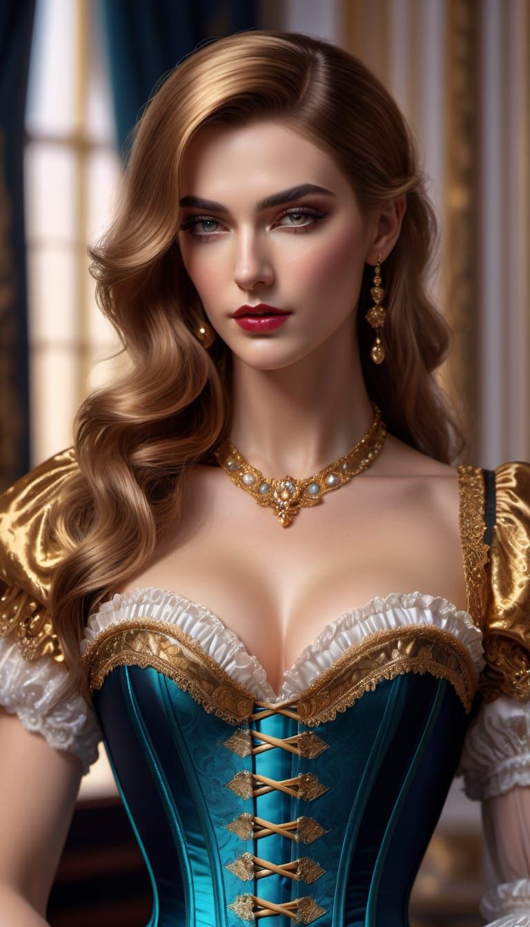 Sissy in Corset: Hyper-Realistic Digital Portrait