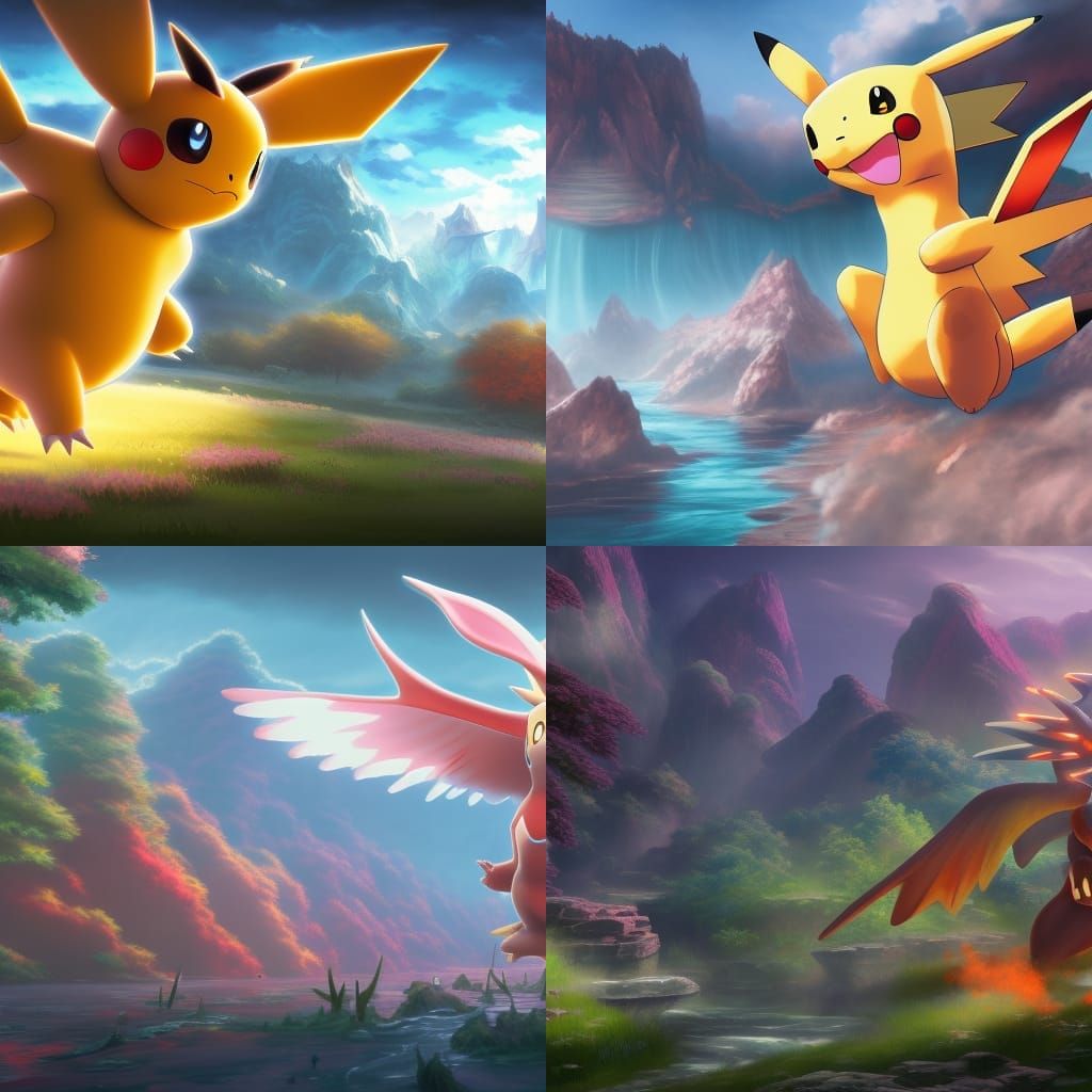 Detailed Pokemon Matte Painting in Fantasy Style