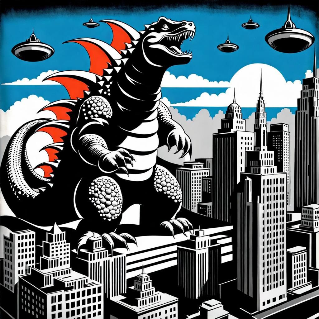 Godzilla Attacks Los Angeles: 1950s Sci-Fi Film