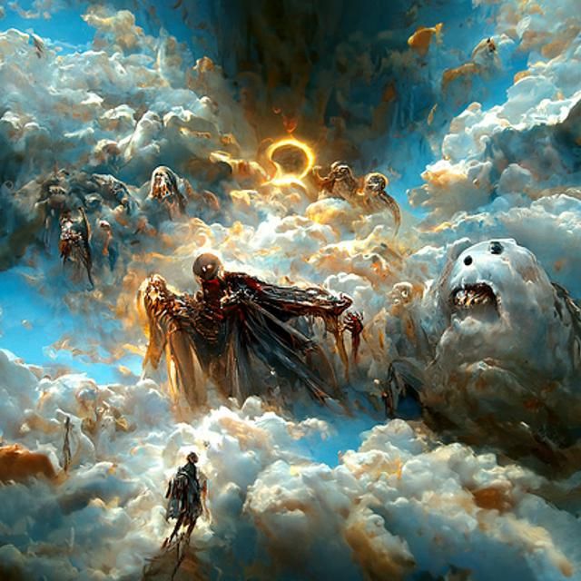 Heavenly Path with Lurking Creatures: Digital Illustration