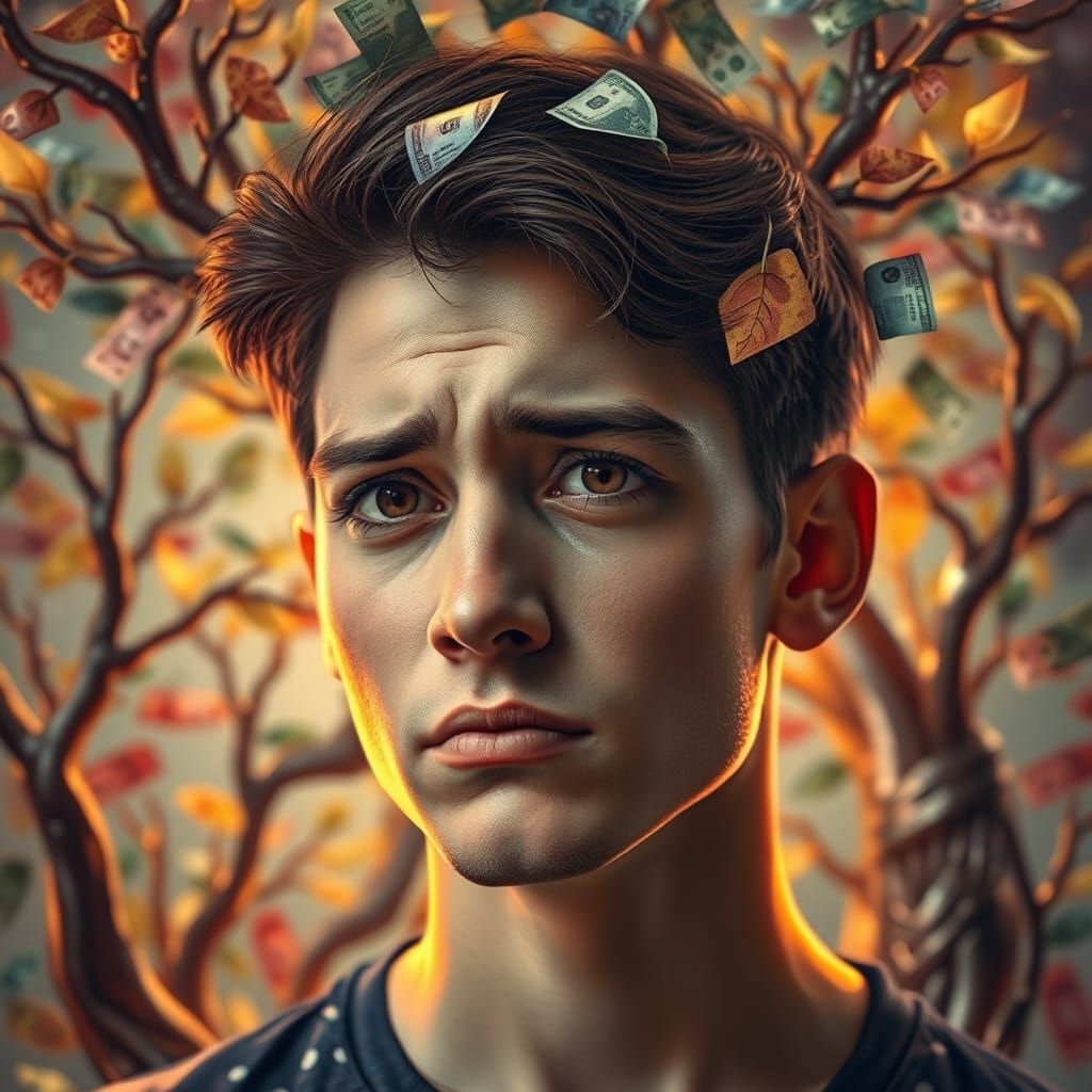 Money and Trees Abstract Splash Art Portrait