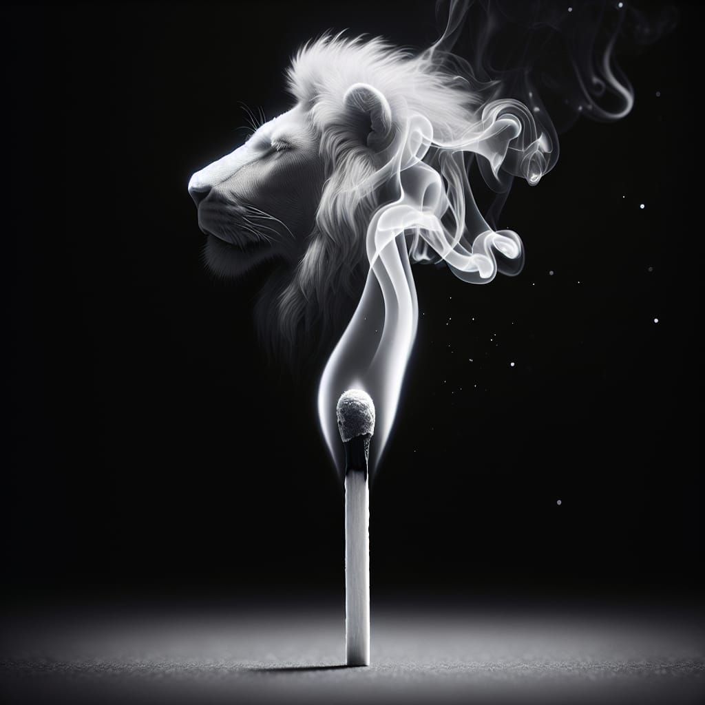 Burning Matchstick Lion in High Definition