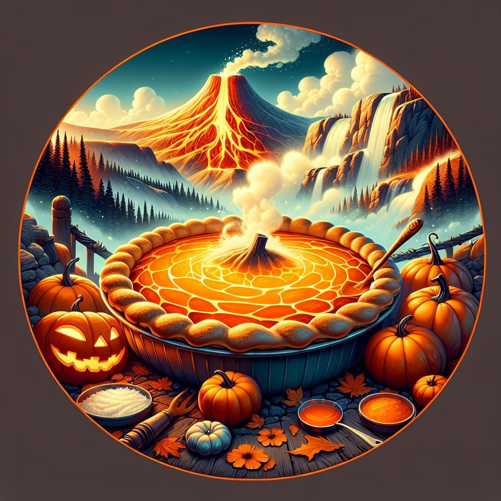 Cartoon Pumpkin Pie Geyser: Fantasy Concept Art